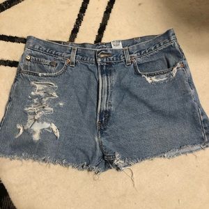 Levi’s high waisted cut off denim shorts